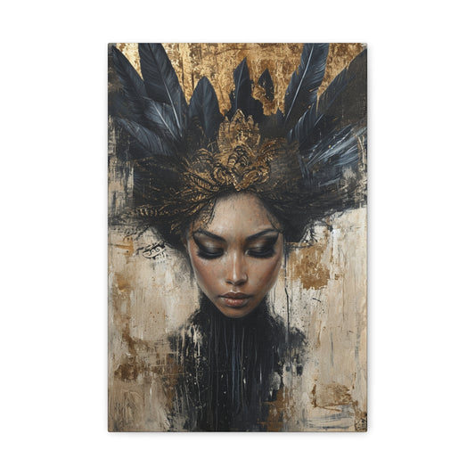 Celestial Sovereign: Veiled in Feathers - Divine Deities Canvas