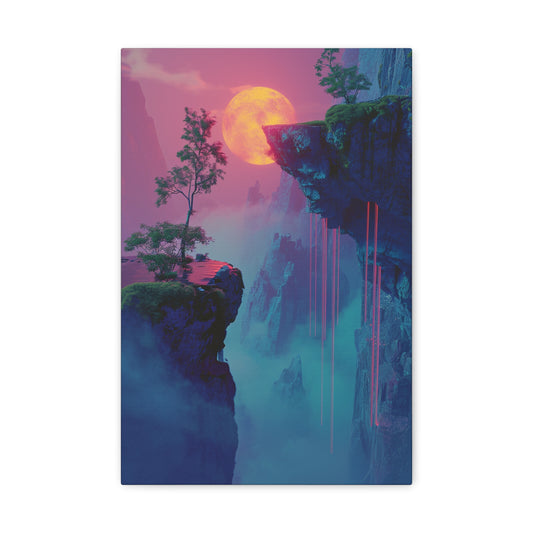 Ethereal Haven: Pink Skies of a Distant Realm - Celestial Dreams Canvas