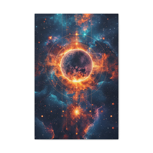 Galactic Eclipse: Lunar Embrace - Celestial Dreams canvas