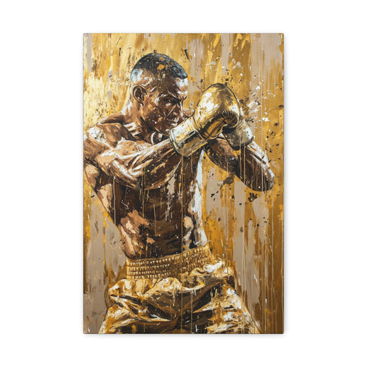 Inferno Fists: Artistic Blaze of a Boxer in the Midst - Athletic Expressions Canvas