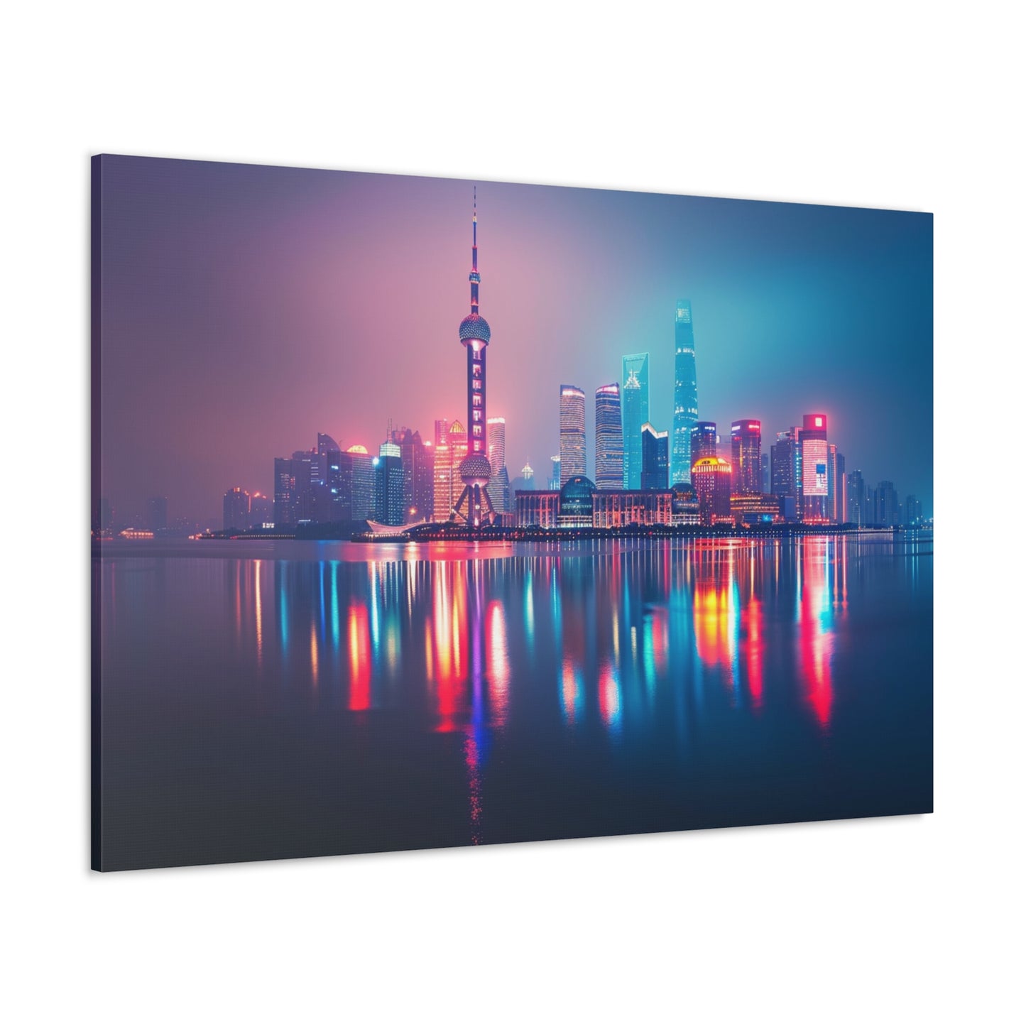 Neon Dreams: Shanghai Nightfall - Urban Epochs Canvas