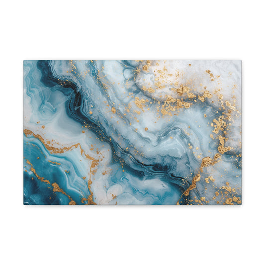 Azure Glimmer Elegance - Marbleized Canvas