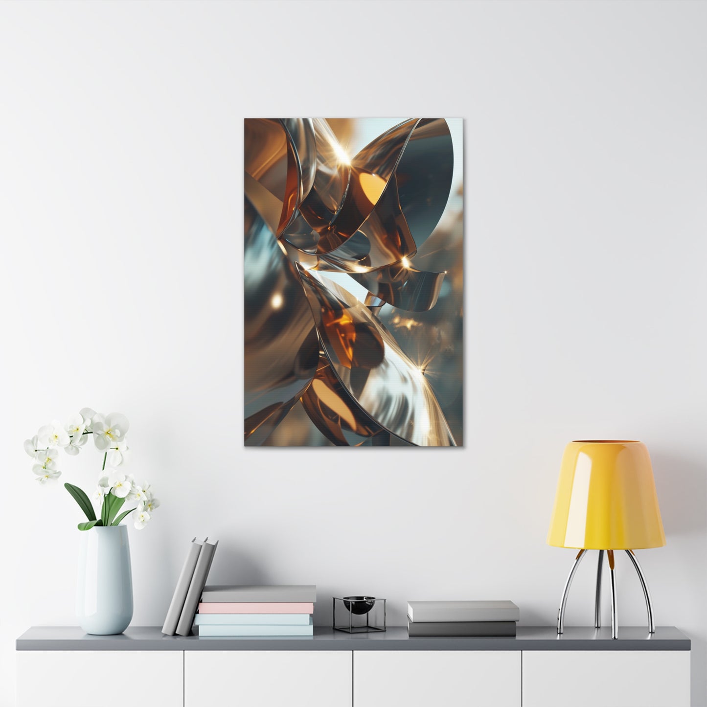 Bronze Illumination: Metamorphic Radiance - Abstract Harmony Canvas