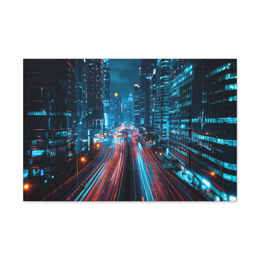 City of Progress: Futuristic Nocturne - Urban Epochs Canvas