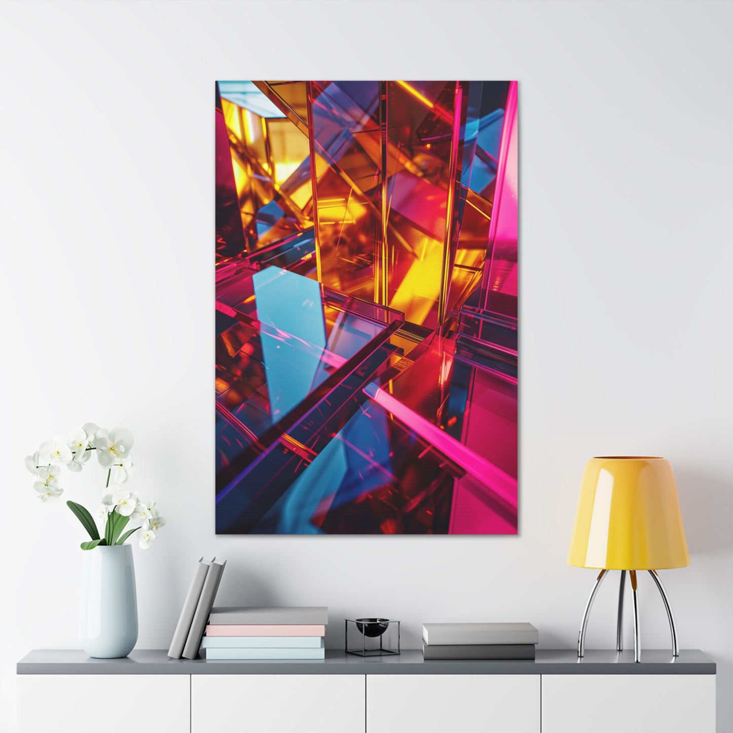 Translucent Radiance: Ethereal Crystal Veils - Abstract Harmony Canvas