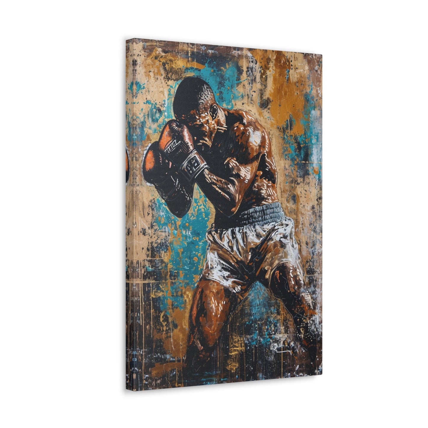 Rumble in Colors: Artistic Rendering of a Boxer's Grit - Athletic Expressions Canvas