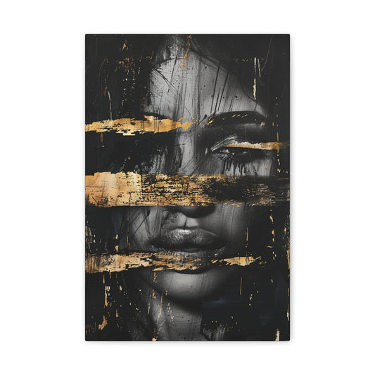 Midnight Majesty: Gilded Whispers - Abstract Harmony Canvas