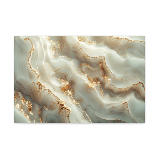 Golden Mist Pearl Reverie - Marbleized Canvas