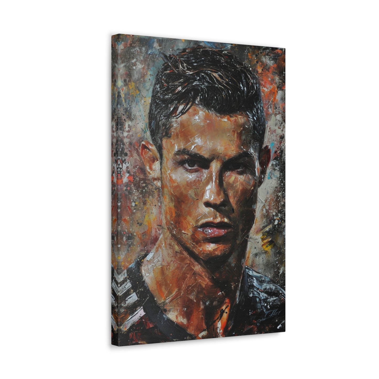 Ronaldo's Gaze: Artistic Portrait in Athletic Grandeur - Athletic Expressions Canvas