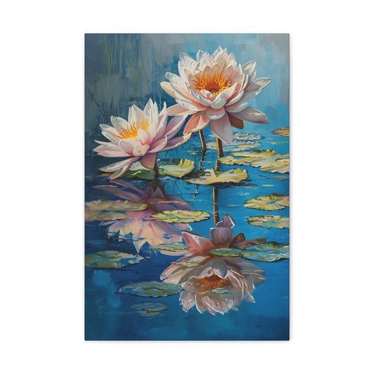 Whispering Petals: Lotus Harmony in Muted Waters - The Garden Canvas