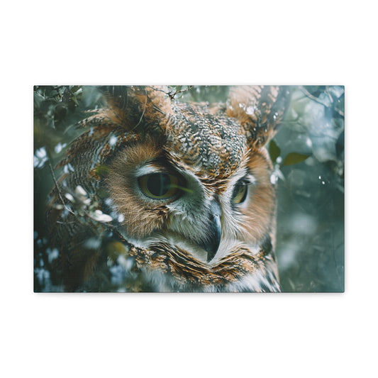 Earth's Guardian: Majestic Owl Portrait - Creatures of the Earth Canvas