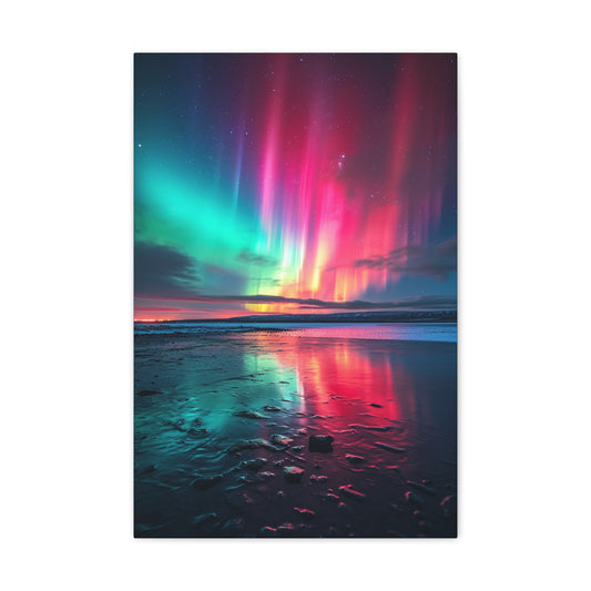 Aurora Mirage: Northern Lights Over Tranquil Waters - Gaia Canvas