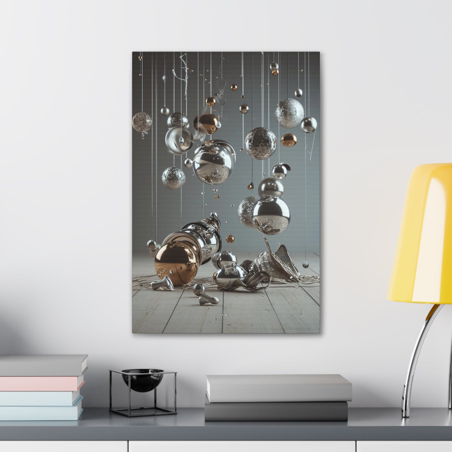 Metamorphic Fusion: Liquid Chrome Spheres - Abstract Harmony Canvas