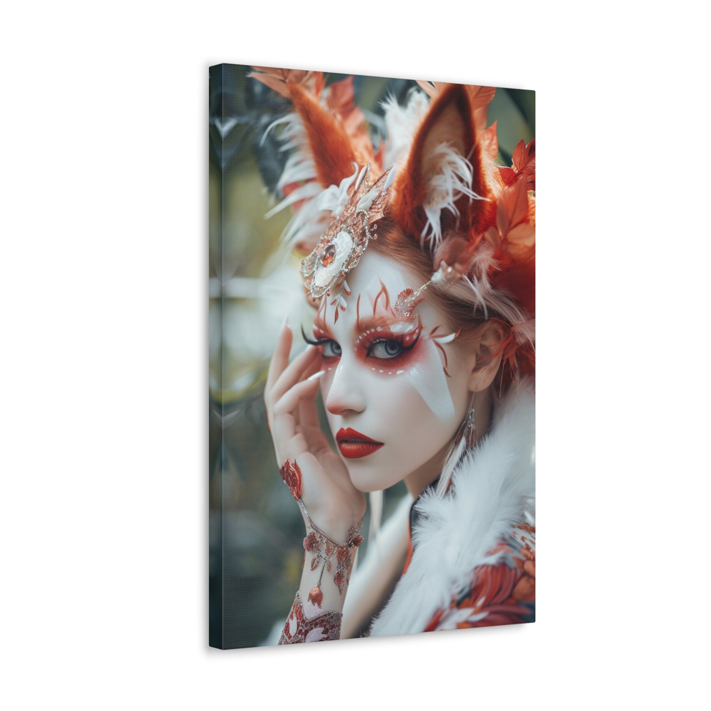 Vulpine Reverie: Kitsune and Woman Unveiled - Creatures from Beyond Canvas