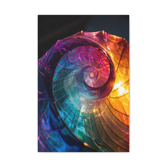 Vivid Glow: Fibonacci Spiral - Sacred Geometry Canvas