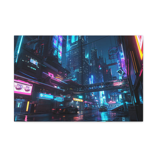 Urban Nocturne: Radiant City Lights - Urban Epochs Canvas