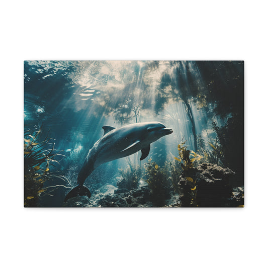 Ocean Lullaby: Captivating Dolphin Serenade - Creatures of the Sea Canvas