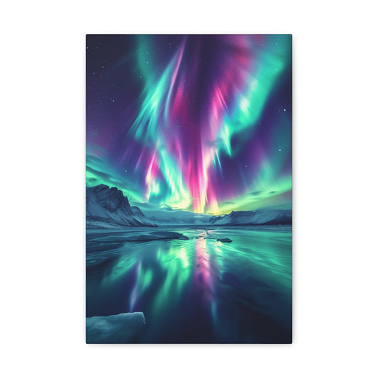 Illuminated Waters: Northern Lights Reflection - Gaia Canvas