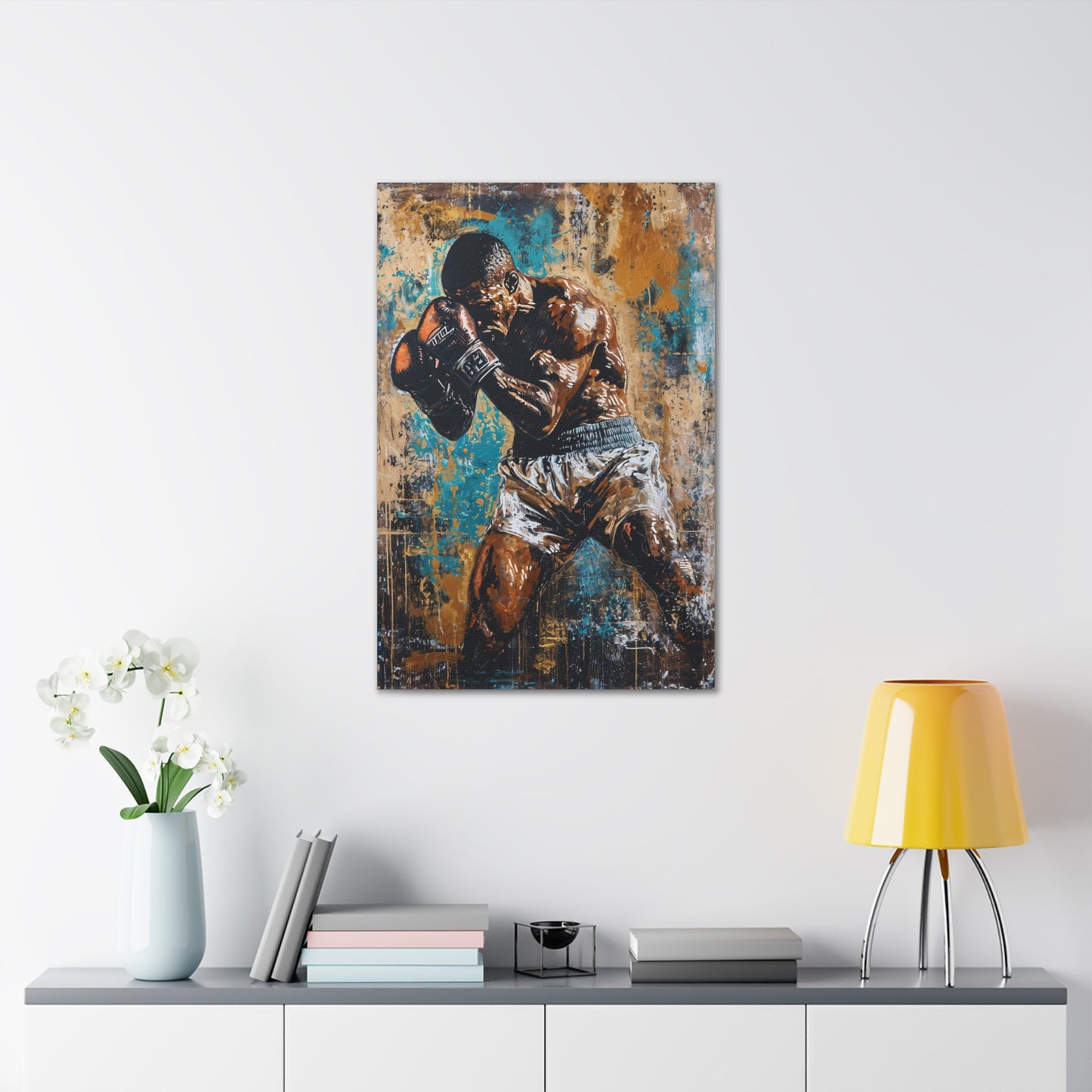 Rumble in Colors: Artistic Rendering of a Boxer's Grit - Athletic Expressions Canvas