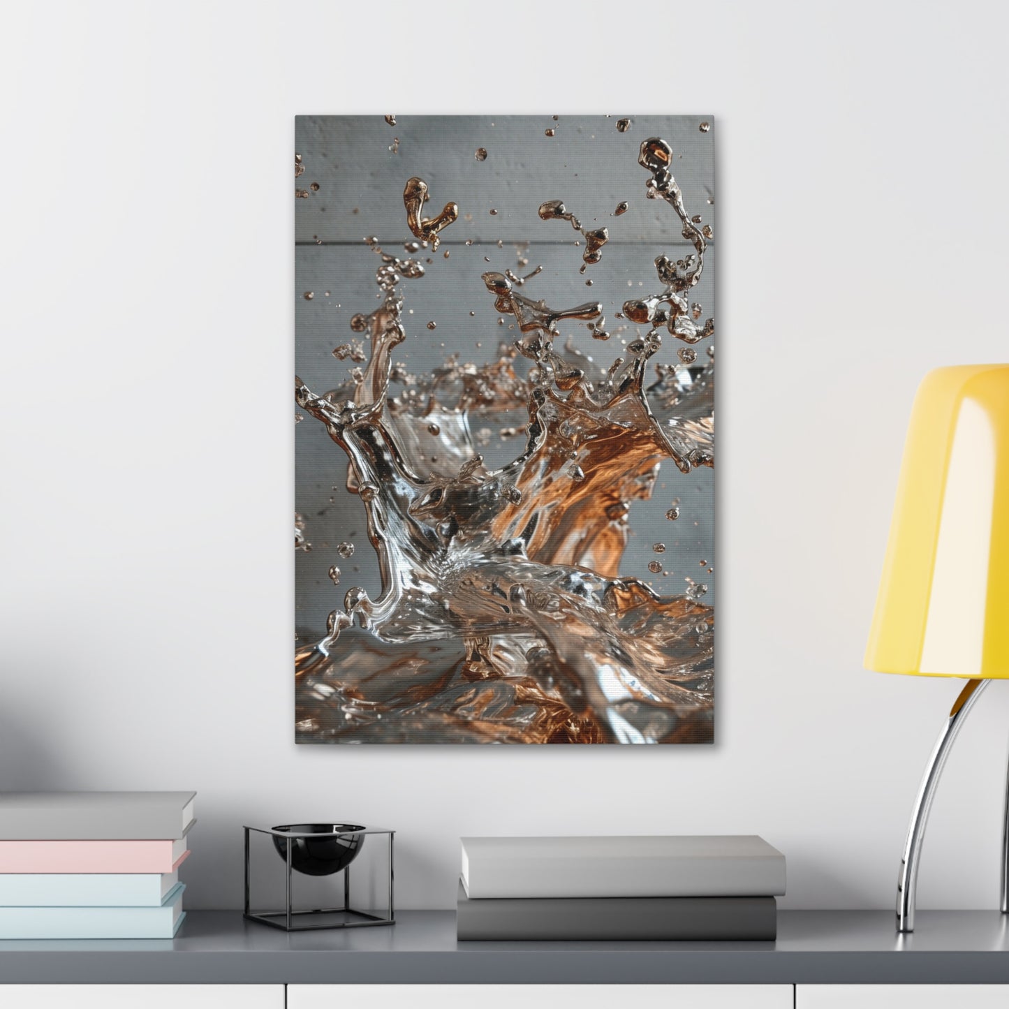 Molten Fusion: Chrome & Bronze Cascade - Abstract Harmony Canvas