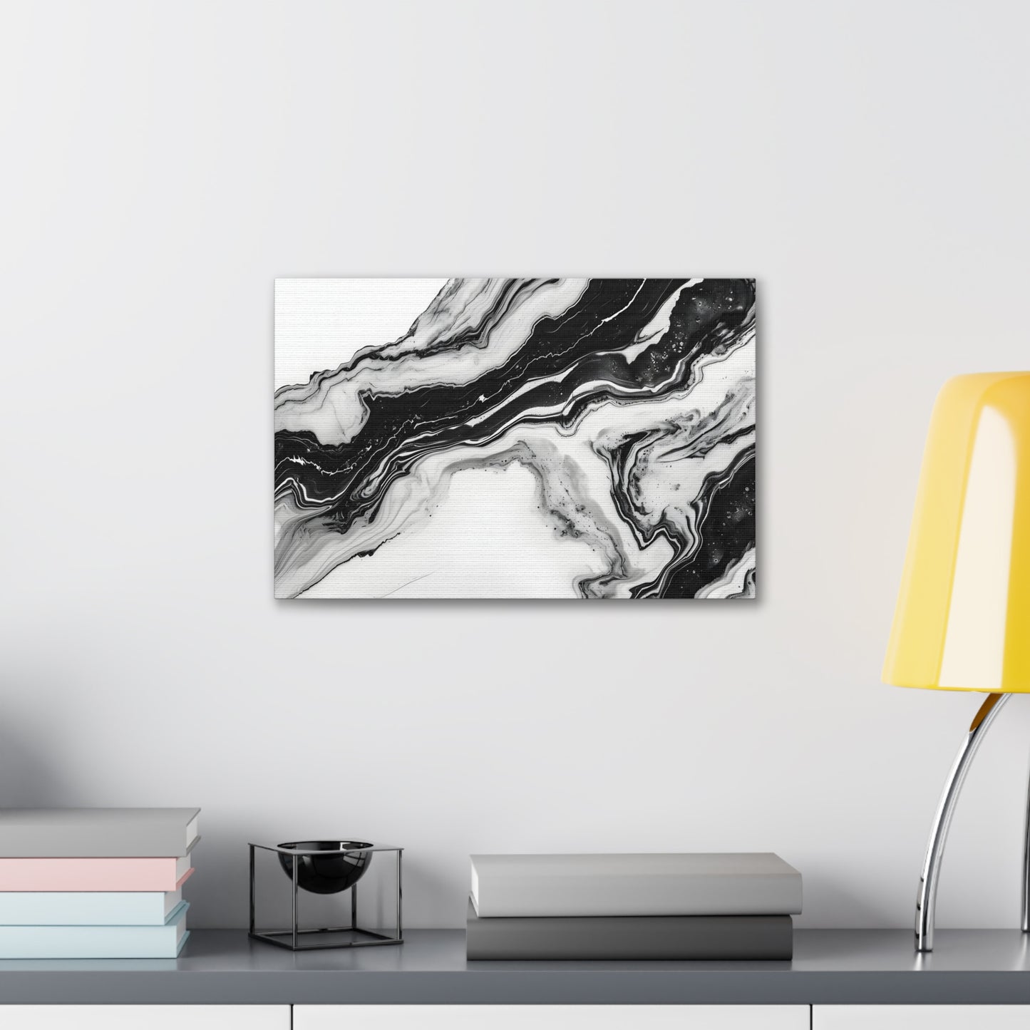 Mystic Monochrome Marble - Marbleized Canvas