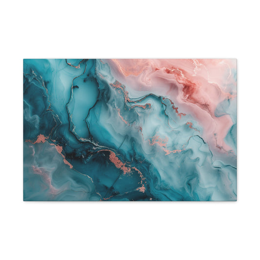 Aqua Velvet Symphony - Marbleized Canvas