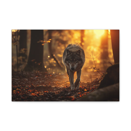 Wild Prowess: Wolf's Stealthy Forest Stroll - Creatures of the Earth Canvas