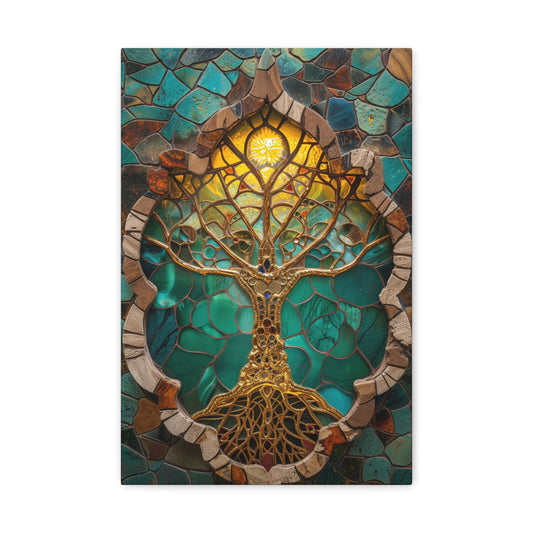 Luminous Metal: Tree of Life - Sacred Geometry Canvas