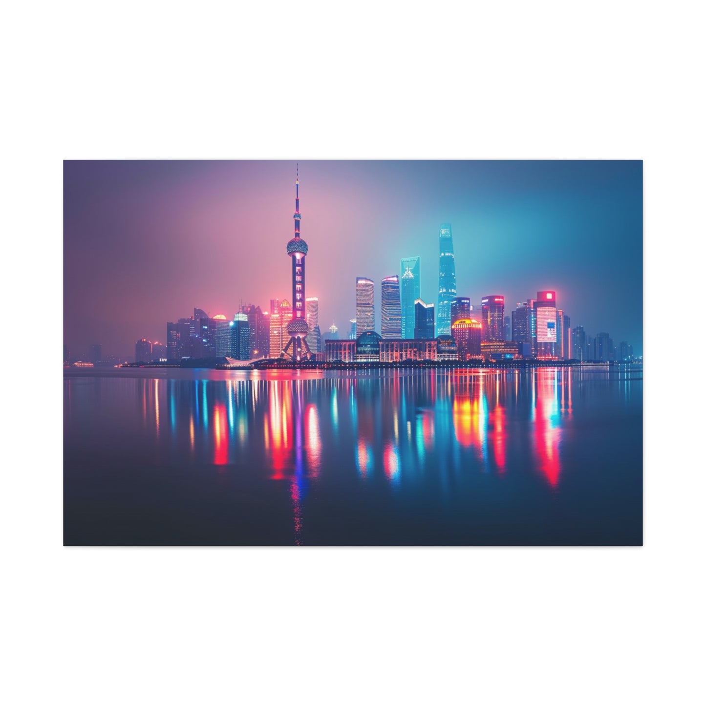 Neon Dreams: Shanghai Nightfall - Urban Epochs Canvas