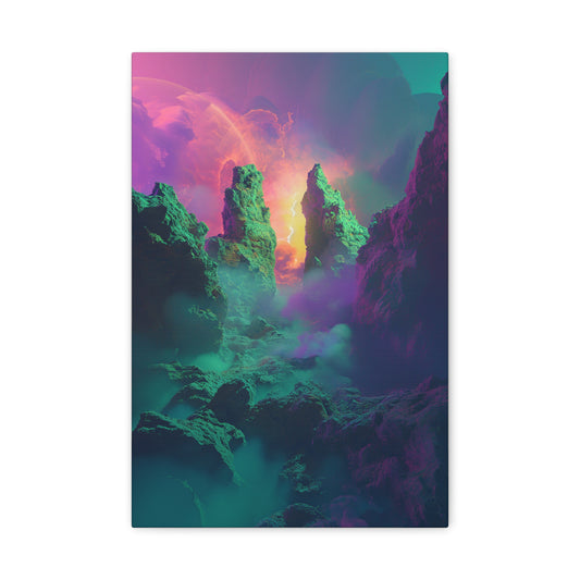 Verdant Nebula: Electric Horizon - Celestial dreams Canvas