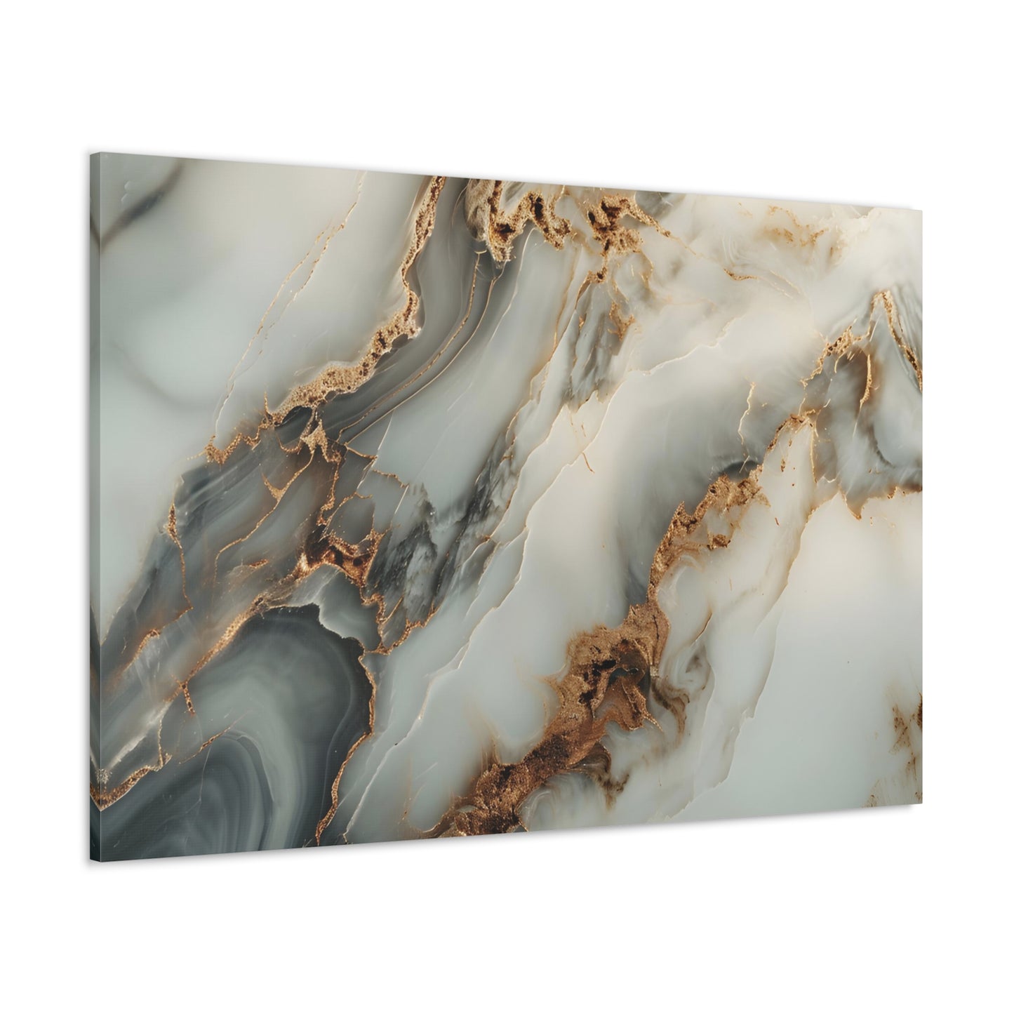 Bronze Elegance: Marbleized Abstraction - Marbleized Canvas