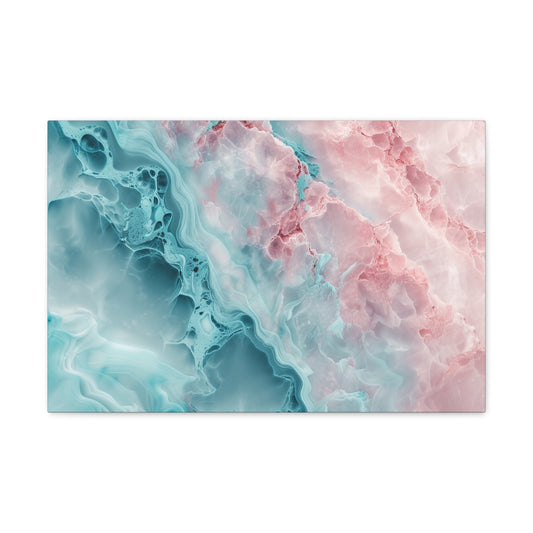 Aqua Cascade Elegance - Marbleized Canvas