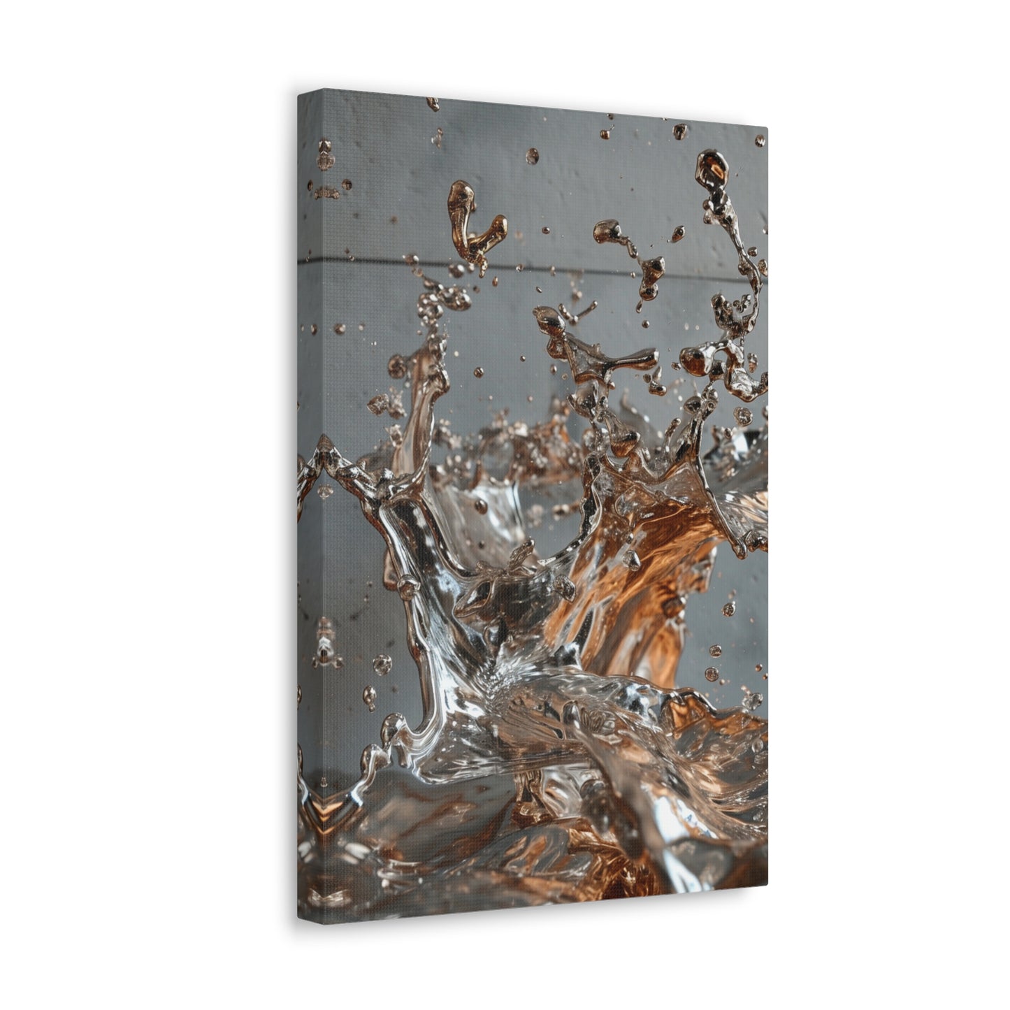 Molten Fusion: Chrome & Bronze Cascade - Abstract Harmony Canvas