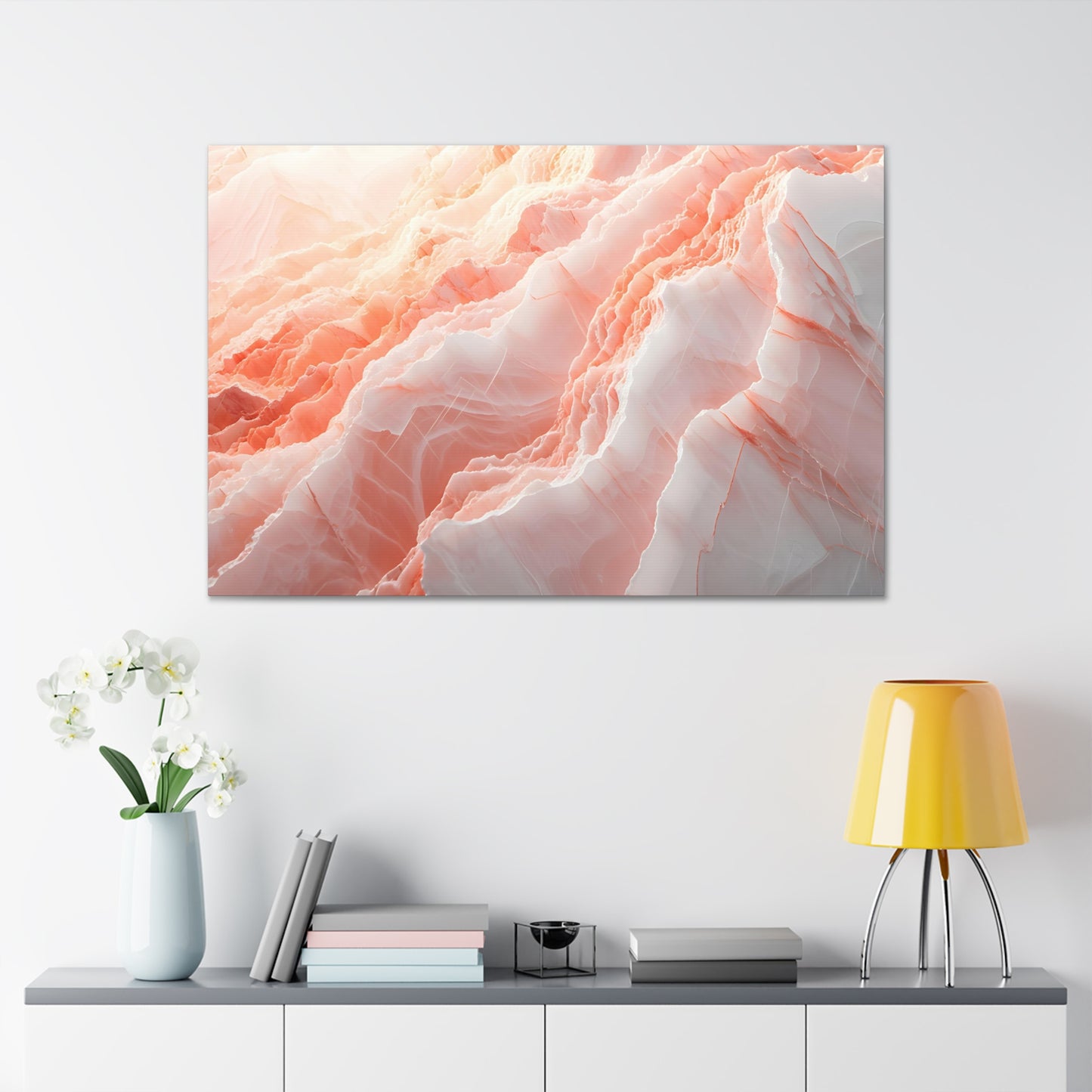 Blushing Marble Whispers - Marbleized Canvas