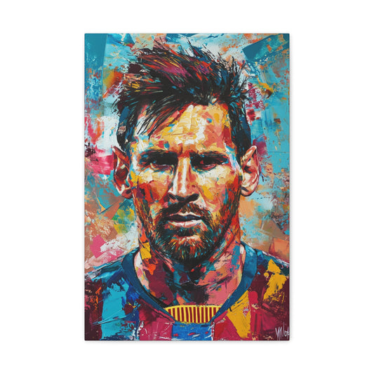 Messi's Brilliance: Artistic Portrait of Football Mastery - Athletic Expressions Canvas