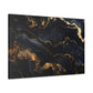 Marble Mirage: Black and Gold Abstract Elegance - Marbleized Canvas