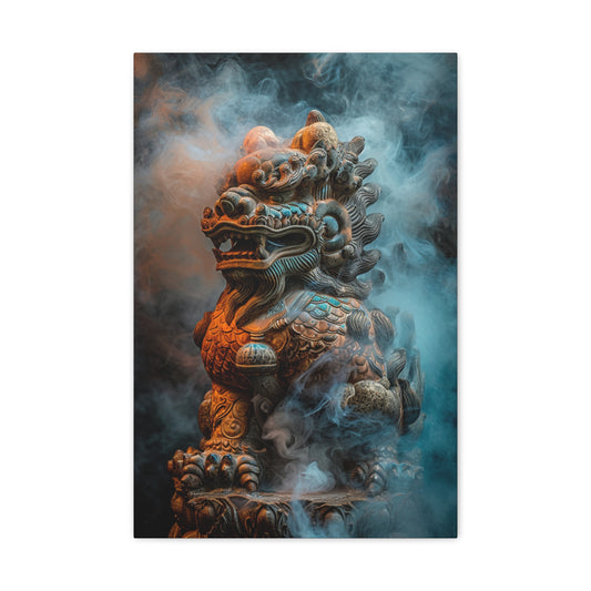 Mystic Guardian: Foo Dog in Enigmatic Smoke - Creatures from Beyond Canvas