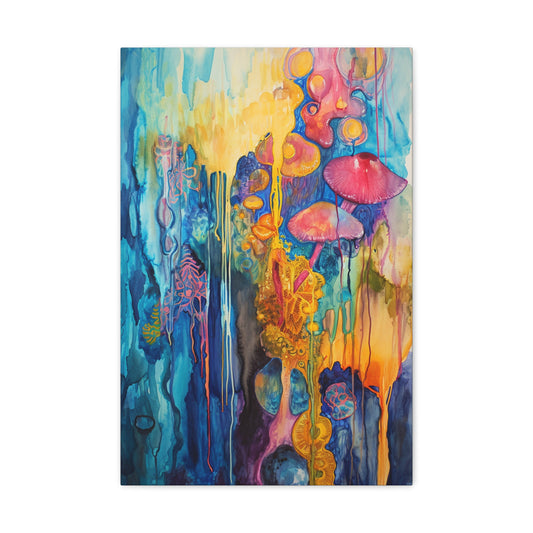 Whimsical Fungal Odyssey - Psychedelica Canvas