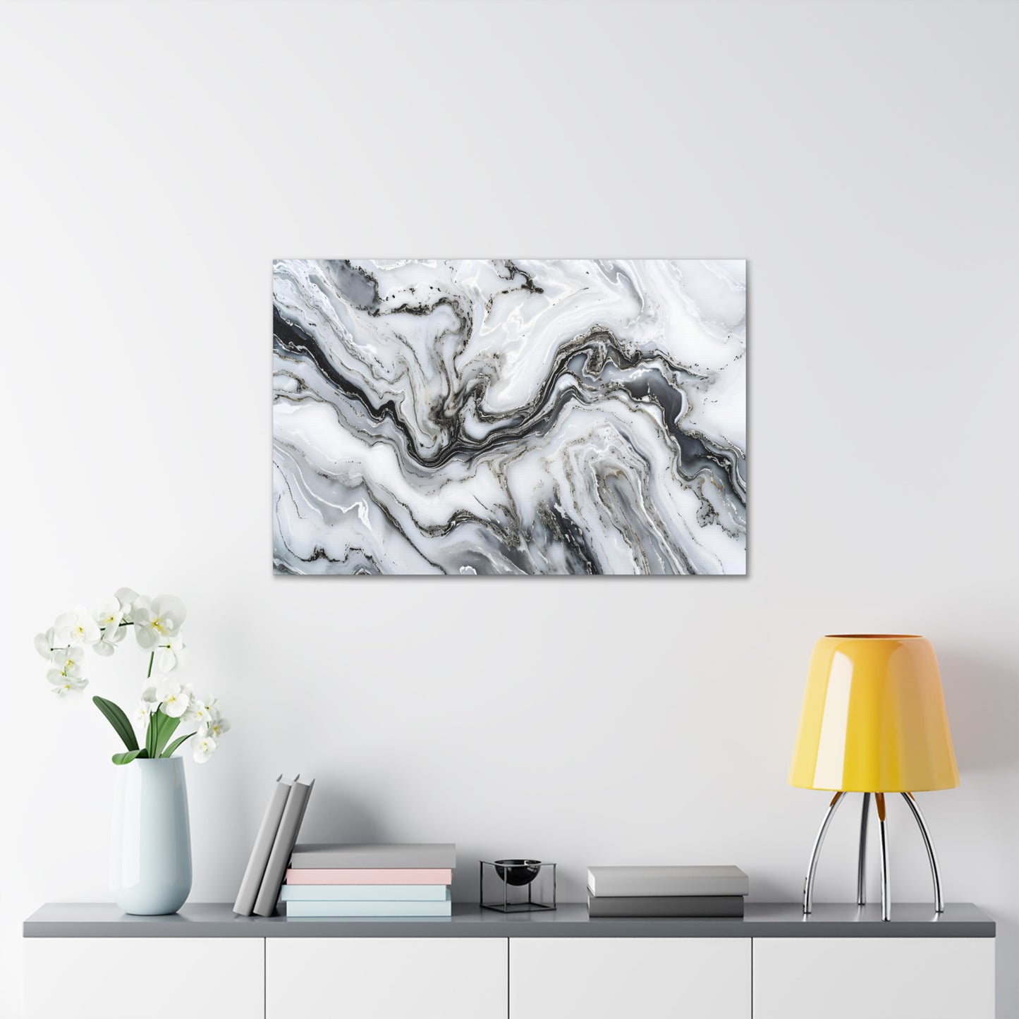 Midas Noir: Opulent Marble Elegance - Marbleized Canvas