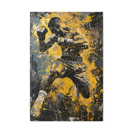 Kickboxer's Symphony: Artistic Fusion of Power and Elegance - Athletic Expressions Canvas