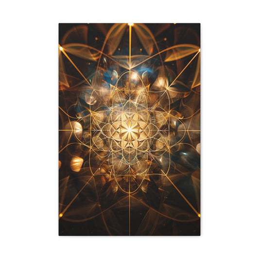 Golden Reverie: Illuminating the Divine - Sacred Geometry Canvas