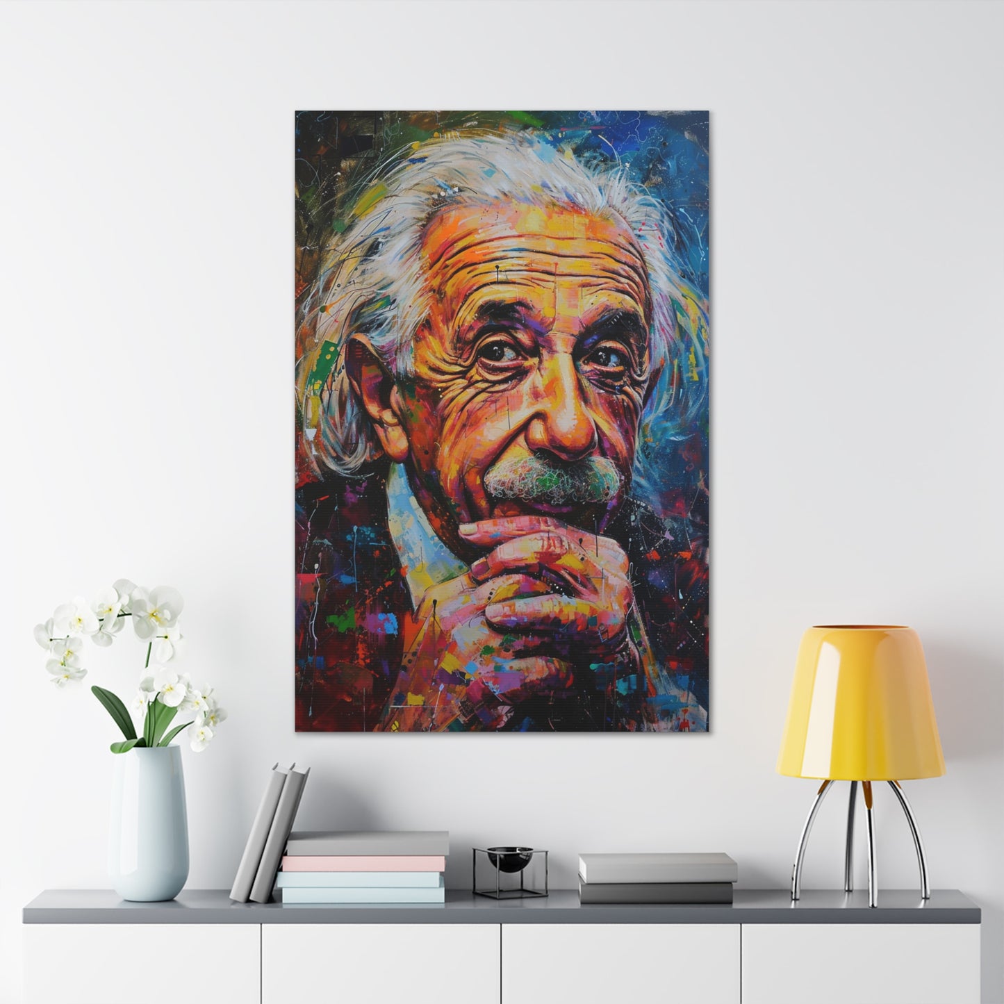 Mind's Constellation: Einstein's Celestial Inquiry - Pop Culture Magic Canvas