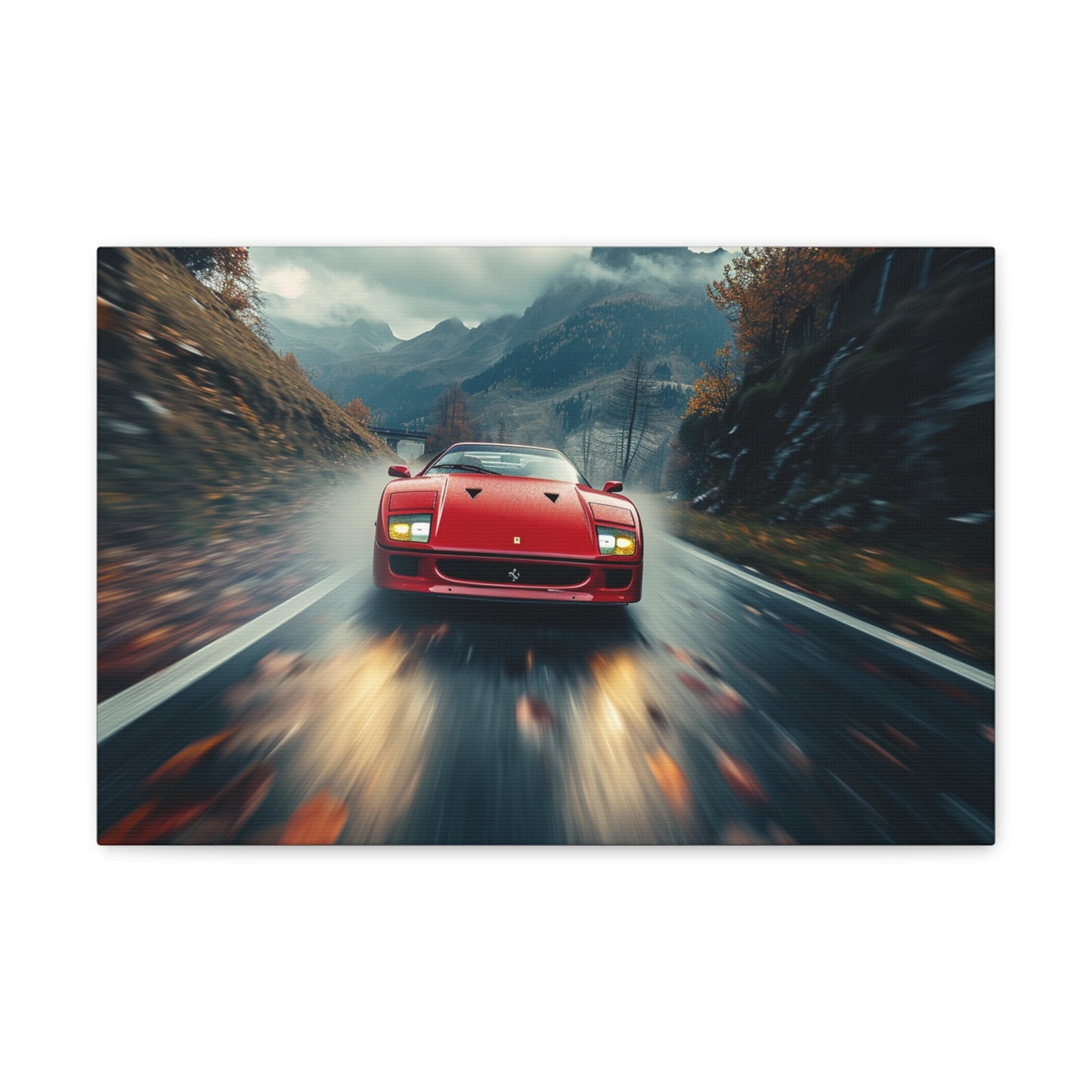 F40 Symphony: Ferrari's Blur of Autumn Velocity - Velocity Visions Canvas