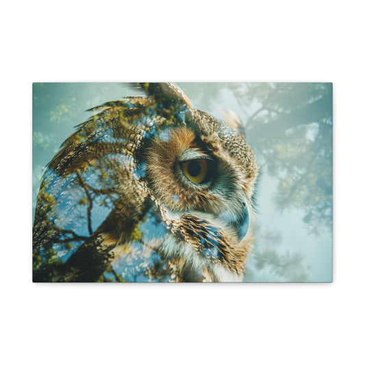 Spectral Whispers: Double Exposure Owl Magic - Creatures of the Earth Canvas