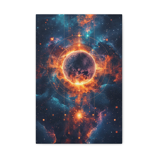 Galactic Eclipse: Lunar Embrace - Celestial Dreams canvas