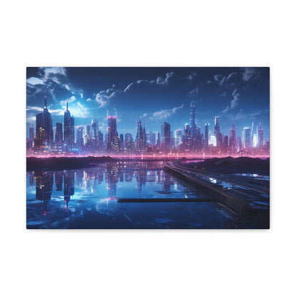 Futuristic Mirrors: Reflections of Tomorrow on Waterscapes - Urban Epochs Canvas