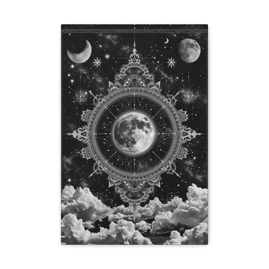 Veiled Lunar Mandala - Celestial Dreams Canvas