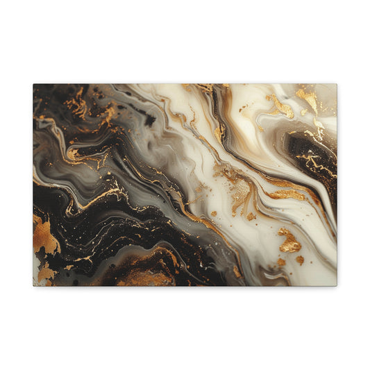 Nocturnal Pearl Elegance - Marbleized Canvas