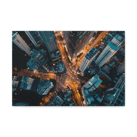 Night Skylines: A Top-Down Urban Odyssey - Urban Epochs Canvas