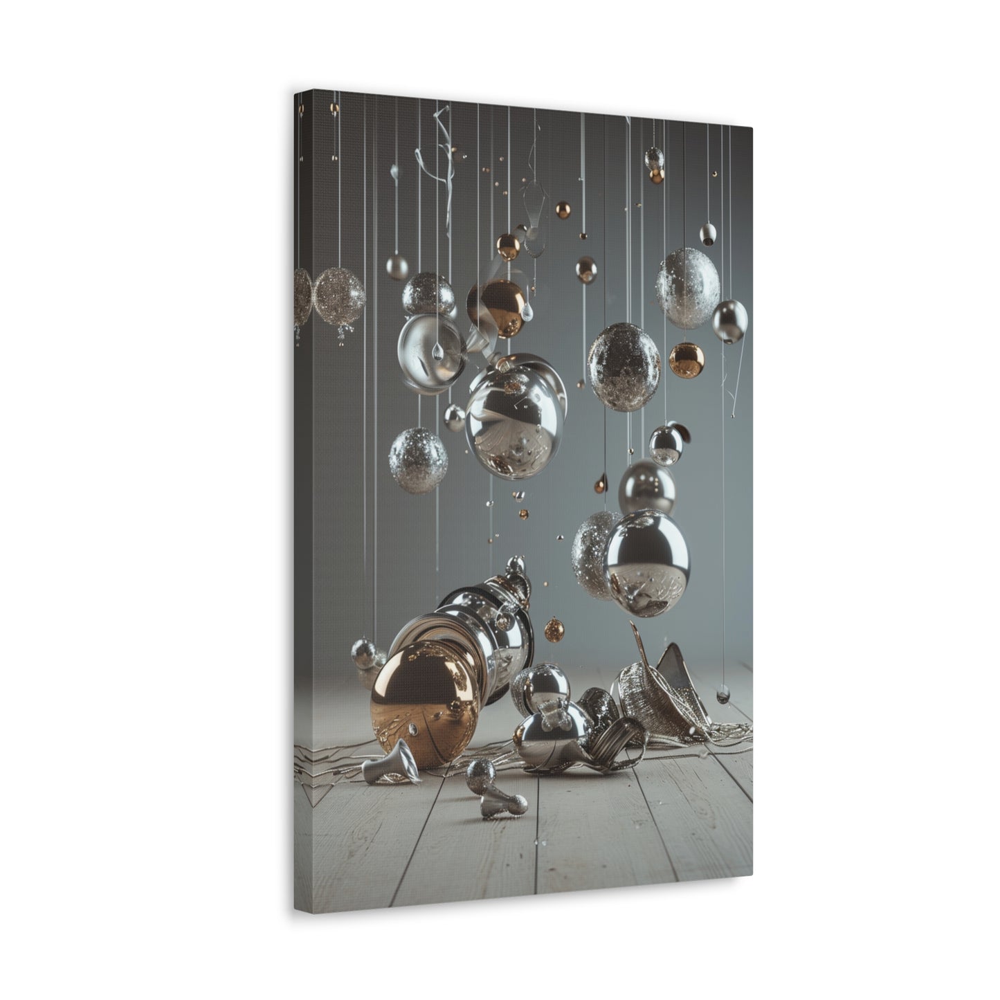 Metamorphic Fusion: Liquid Chrome Spheres - Abstract Harmony Canvas